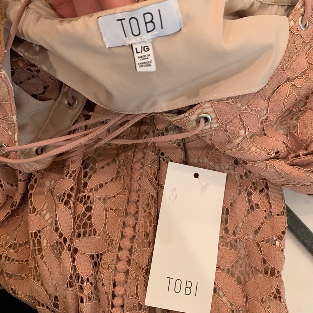 Tobi Lace Off the Shoulder Lace Up Dress